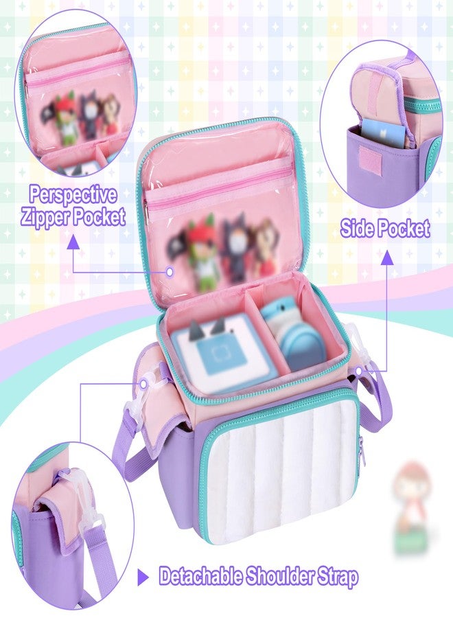 LoDrid Travel Carrying Case Compatible with Tonie Box 2/1, Lightweight Puffy Portable Storage Bag with Detachable Divider and Shoulder Strap for Audio Player Set, Pink, Bag Only, Patented Design - Image 3